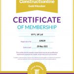 WPLUK – Constructionline Gold Membership Certificate Issued 28-05-2021