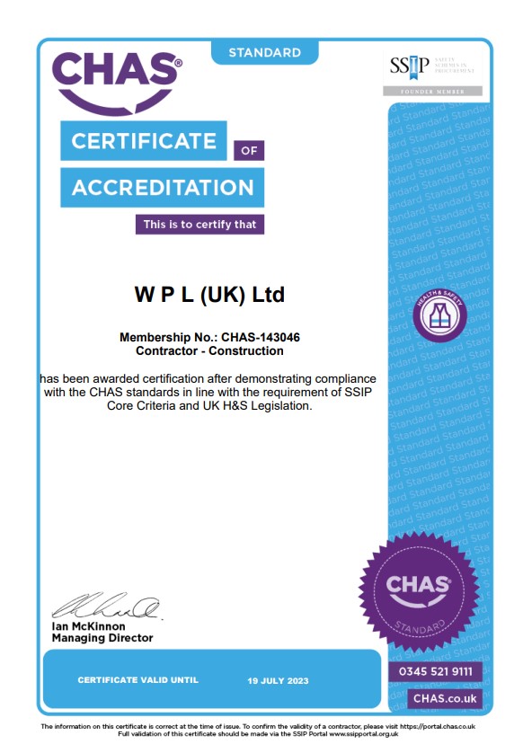 WPLUK CHAS SSIP Certification to 19th July 2023 larger image